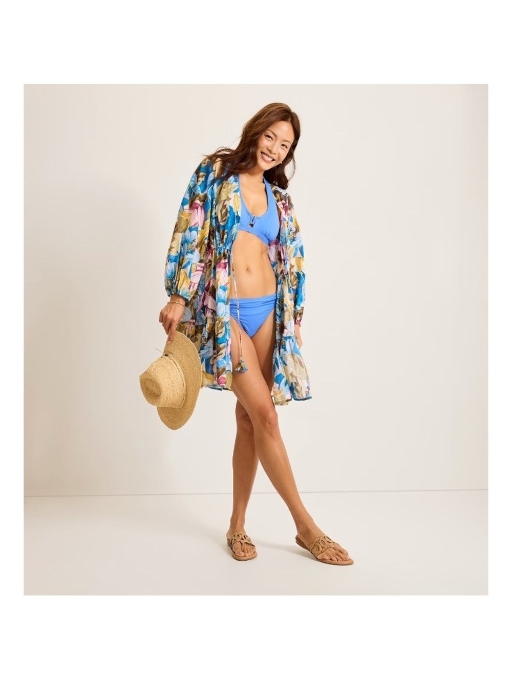 NWT Tommy Bahama Playa Marbella Open Front Beach Tunic Blue Floral Women’s Small - Picture 14 of 15